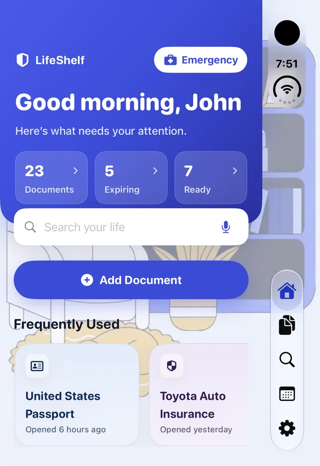 LifeShelf Home on the iPhone Duo outer display