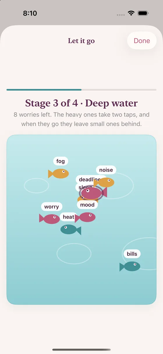 Let it go: fish carrying your words in a pond