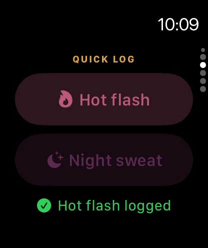Apple Watch: hot flash logged